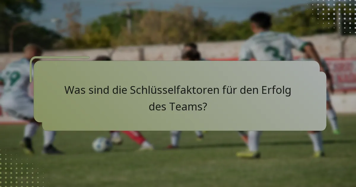 Was sind die Schlüsselfaktoren für den Erfolg des Teams?