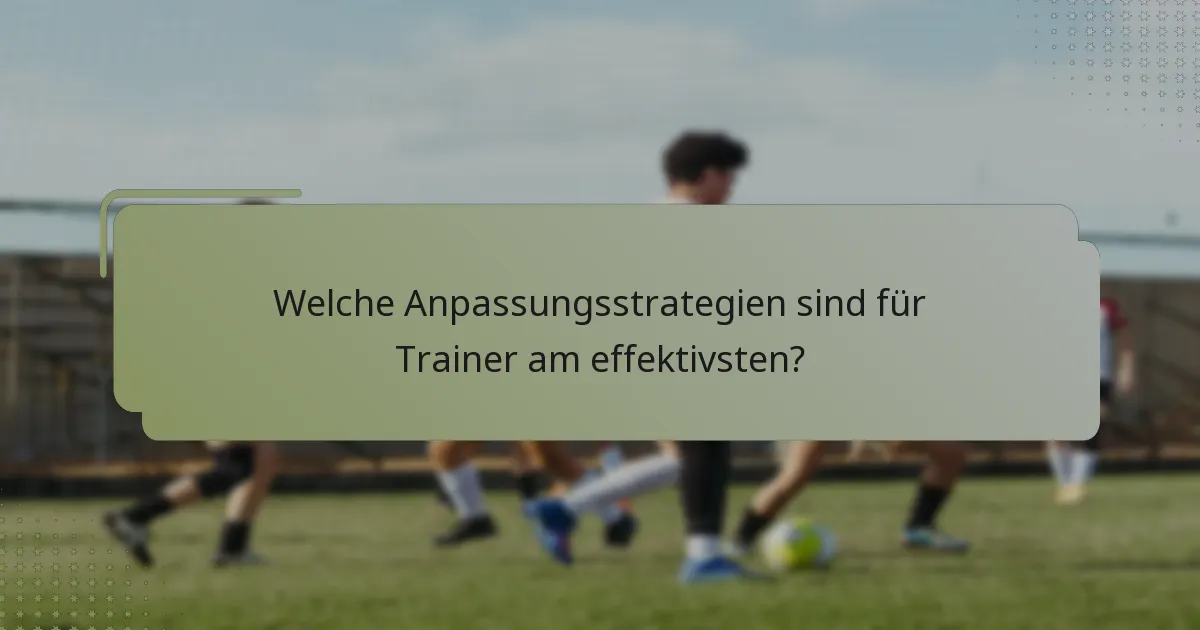 Welche Anpassungsstrategien sind für Trainer am effektivsten?