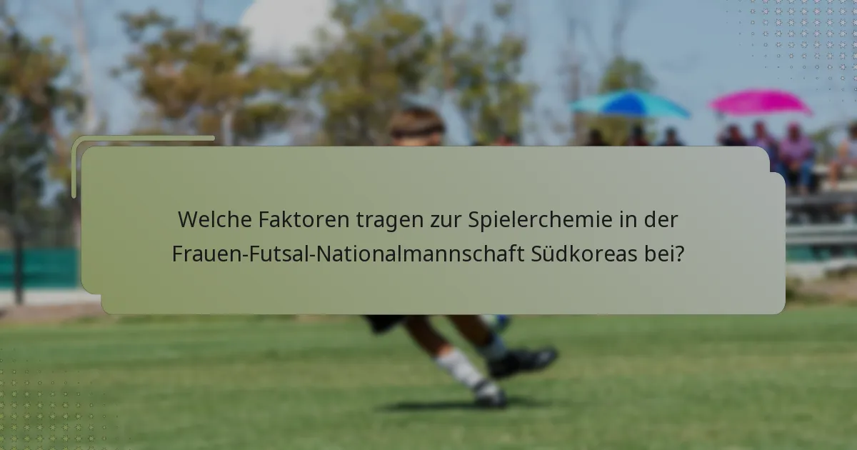 Welche Faktoren tragen zur Spielerchemie in der Frauen-Futsal-Nationalmannschaft Südkoreas bei?