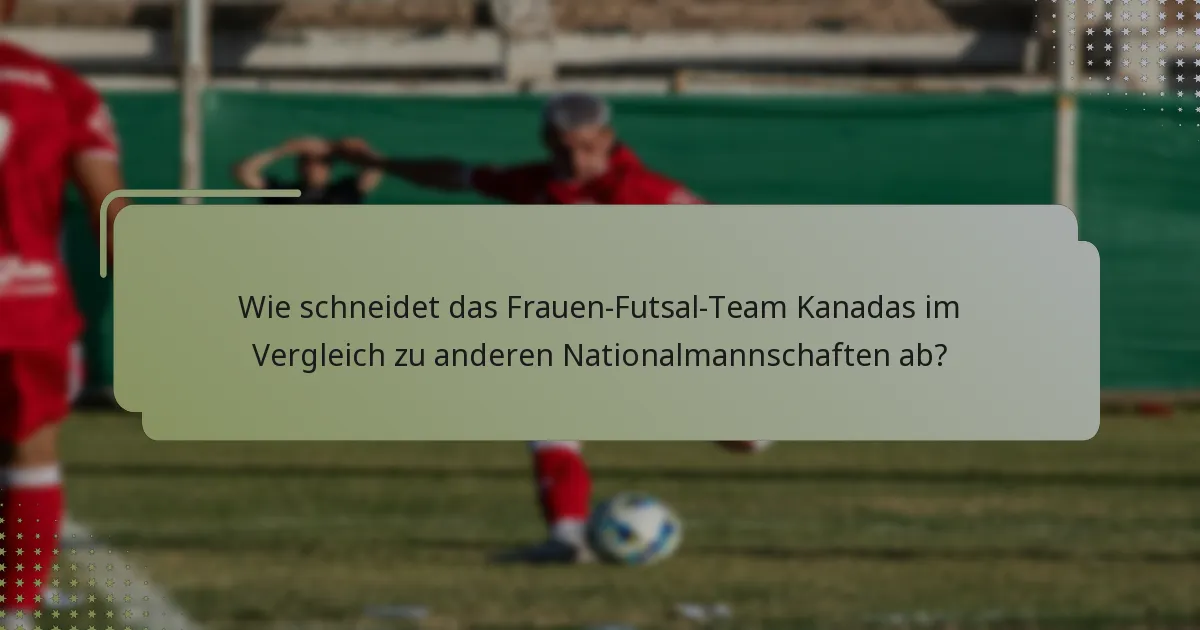 Wie schneidet das Frauen-Futsal-Team Kanadas im Vergleich zu anderen Nationalmannschaften ab?